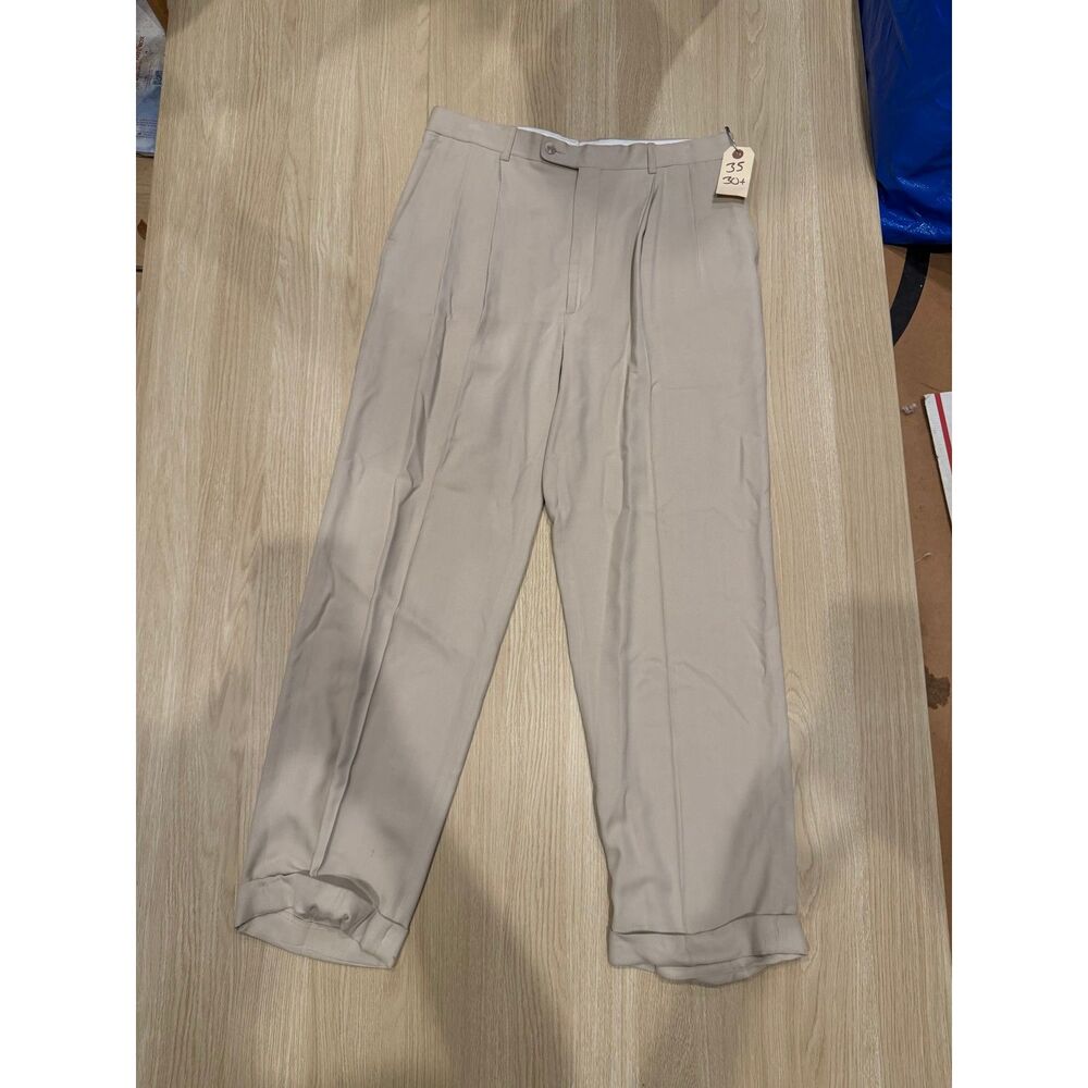 Coconut Grove Mens Tan Silk Dress Pants Size 35x30